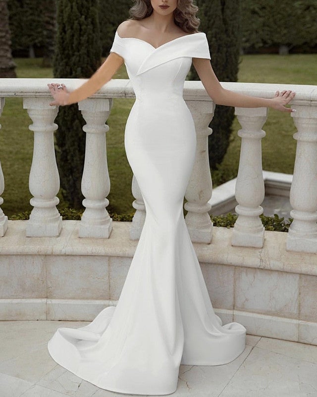 Simple Mermaid Wedding Dress Off The Shoulder