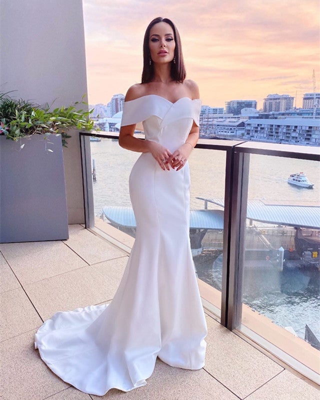 Simple Mermaid Wedding Dress Off The Shoulder