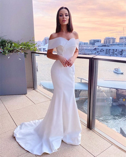 Simple Mermaid Wedding Dress Off The Shoulder