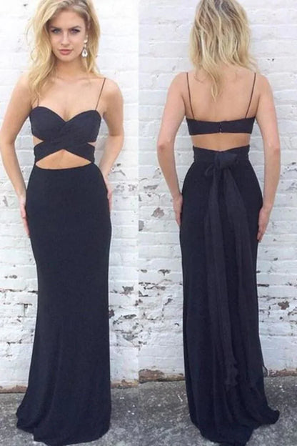 Aimishang Evening Dresses Simple Spaghetti Straps Long Sheath Prom Dresses
