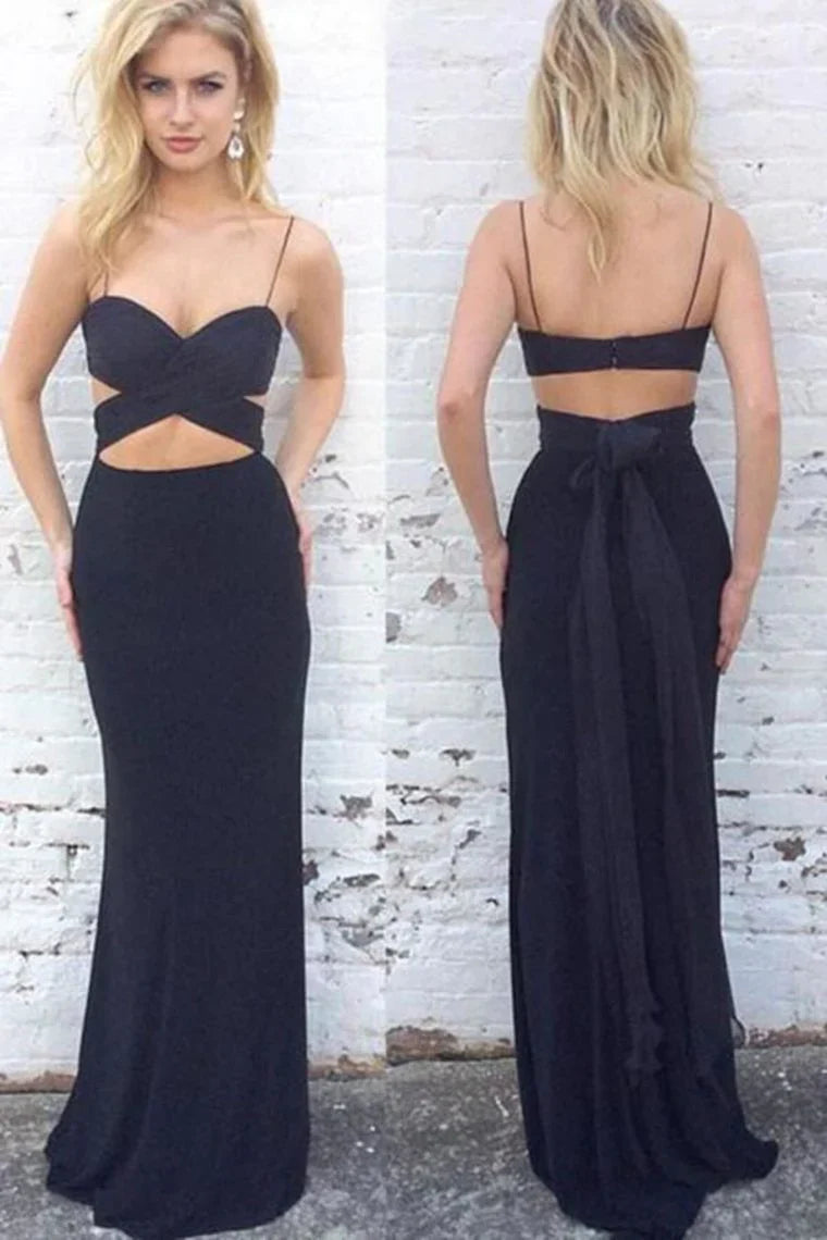 Aimishang Evening Dresses Simple Spaghetti Straps Long Sheath Prom Dresses