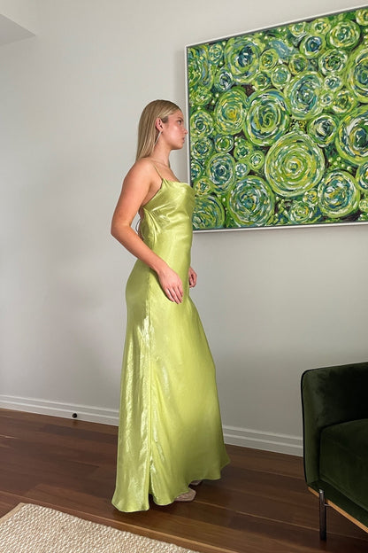 Simple Sheath Spaghetti Straps Light Green Long Party Dresses