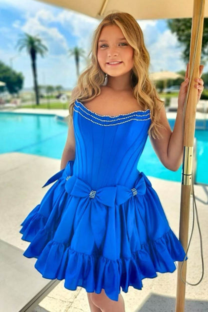 Strapless A-Line Homecoming Dress with Gorgeous Bows