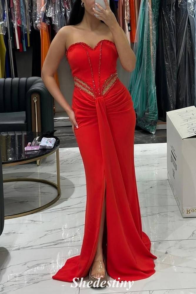 Mermaid Strapless Black Cutout Prom Dress with Rhinestone