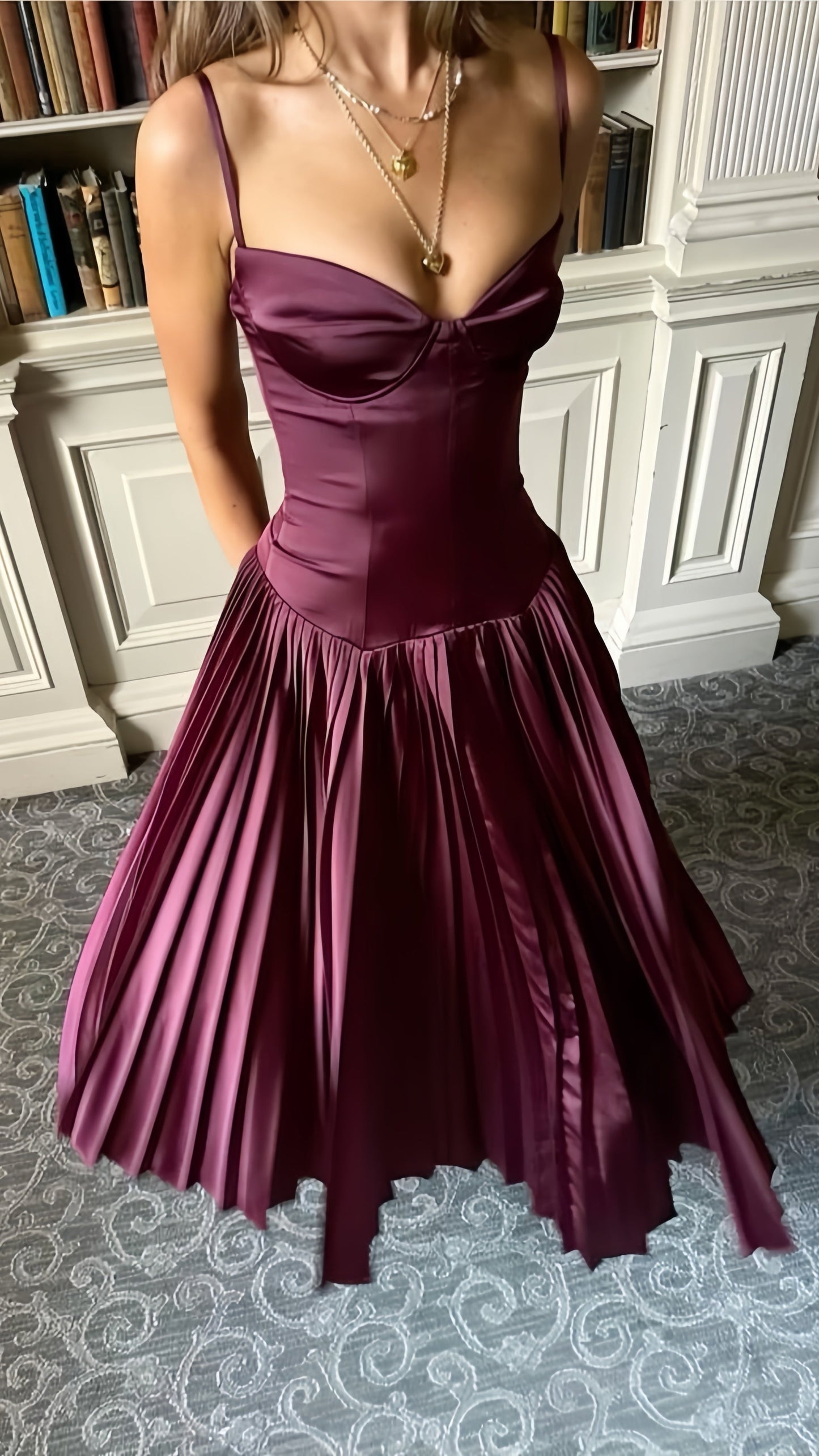 Spaghetti Straps A-Line Evening Party Dress,AST1695