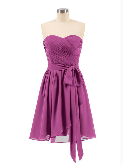 Strapless Sweetheart Neck Mini Dresses-Orchid