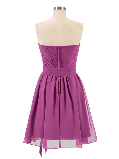 Strapless Sweetheart Neck Mini Dresses-Orchid