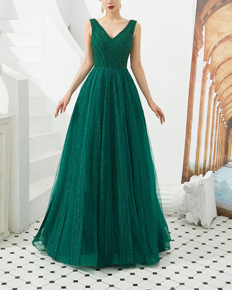 Aimishang Prom Dress Evening Dresses Straps Gorgeous Beading A Line Tulle