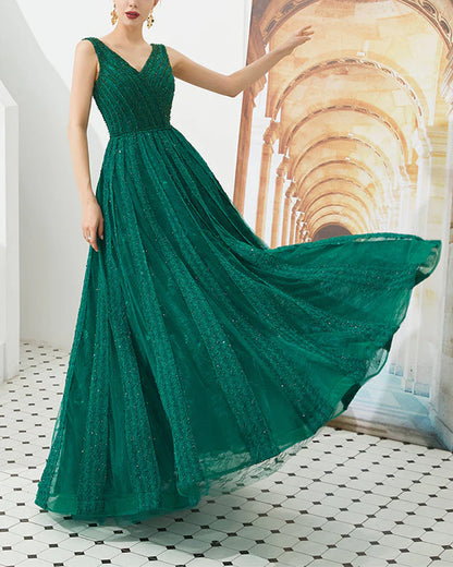 Aimishang Prom Dress Evening Dresses Straps Gorgeous Beading A Line Tulle