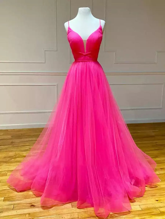 Stunning A-line chiffon thin shoulder strap collar sleeveless tight corset lace up back Prom Dresses