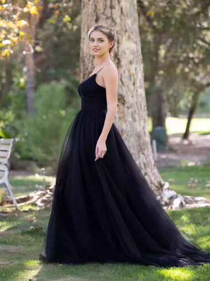 Stunning A-line sheer V-neck pleated sleeveless zipper back Prom Dresses
