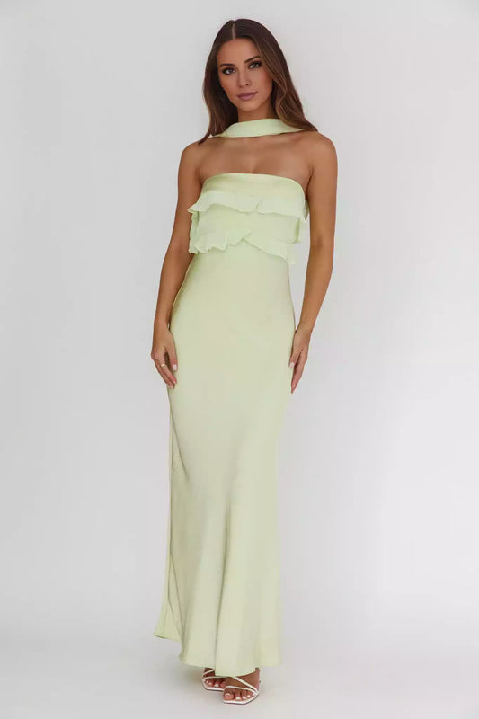 Stunning appearance of satin ultra long strapless, unlined, invisible side zipper Prom Dresses