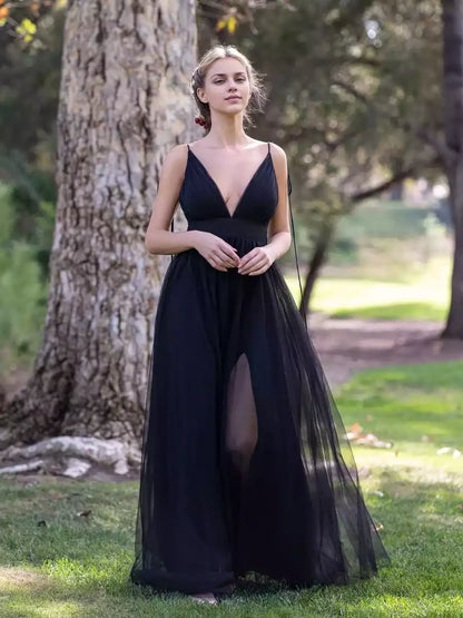 Stunning chiffon cross shoulder straps sleeveless silhouette with ruffled edges and open zipper back Prom Dresses