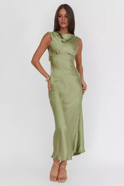 Stunning lined sleeveless scarf with adjustable neckline, shoulder straps and zippered sides Prom Dresses