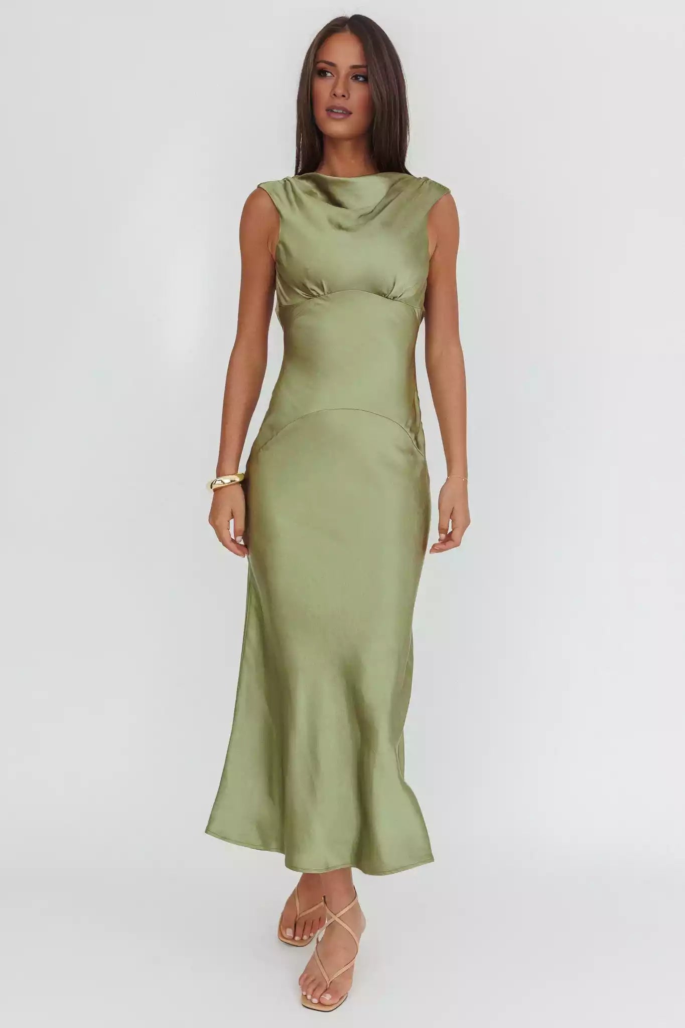 Stunning lined sleeveless scarf with adjustable neckline, shoulder straps and zippered sides Prom Dresses