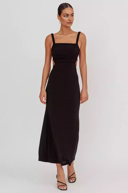 Super popular pleated elastic shoulder strap, back strap pad, hidden zipper, Prom Dresses