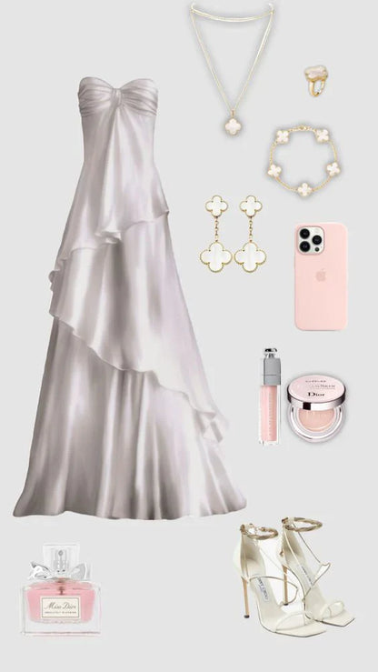 Sweetheart White Chiffon Prom Dress Long Party Dresses, AST894