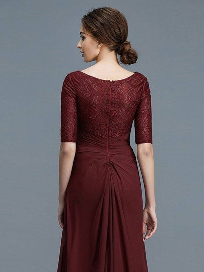 A-Line/Princess V-neck 1/2 Sleeves Ruffles Chiffon Floor-Length Mother of the Bride Dresses - RongMoon