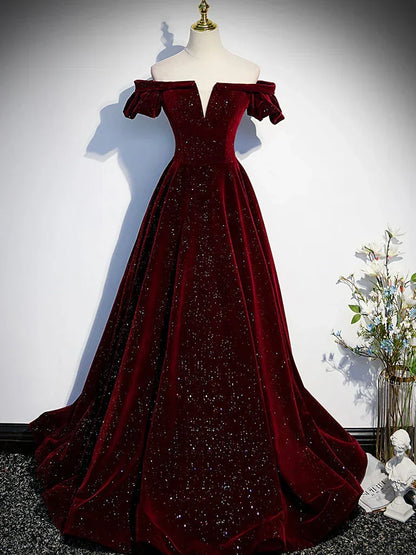 Green Off Shoulder A-line Floor Length Party Dress, Green Long Formal Dress Prom Dress HZ1024