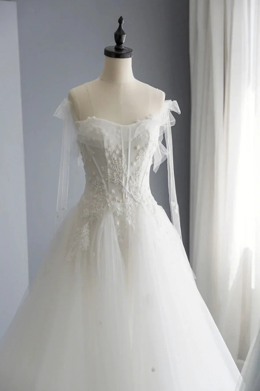 A-Line Tulle Lace Long Prom Dresses, Evening Party Dresses HZ1024