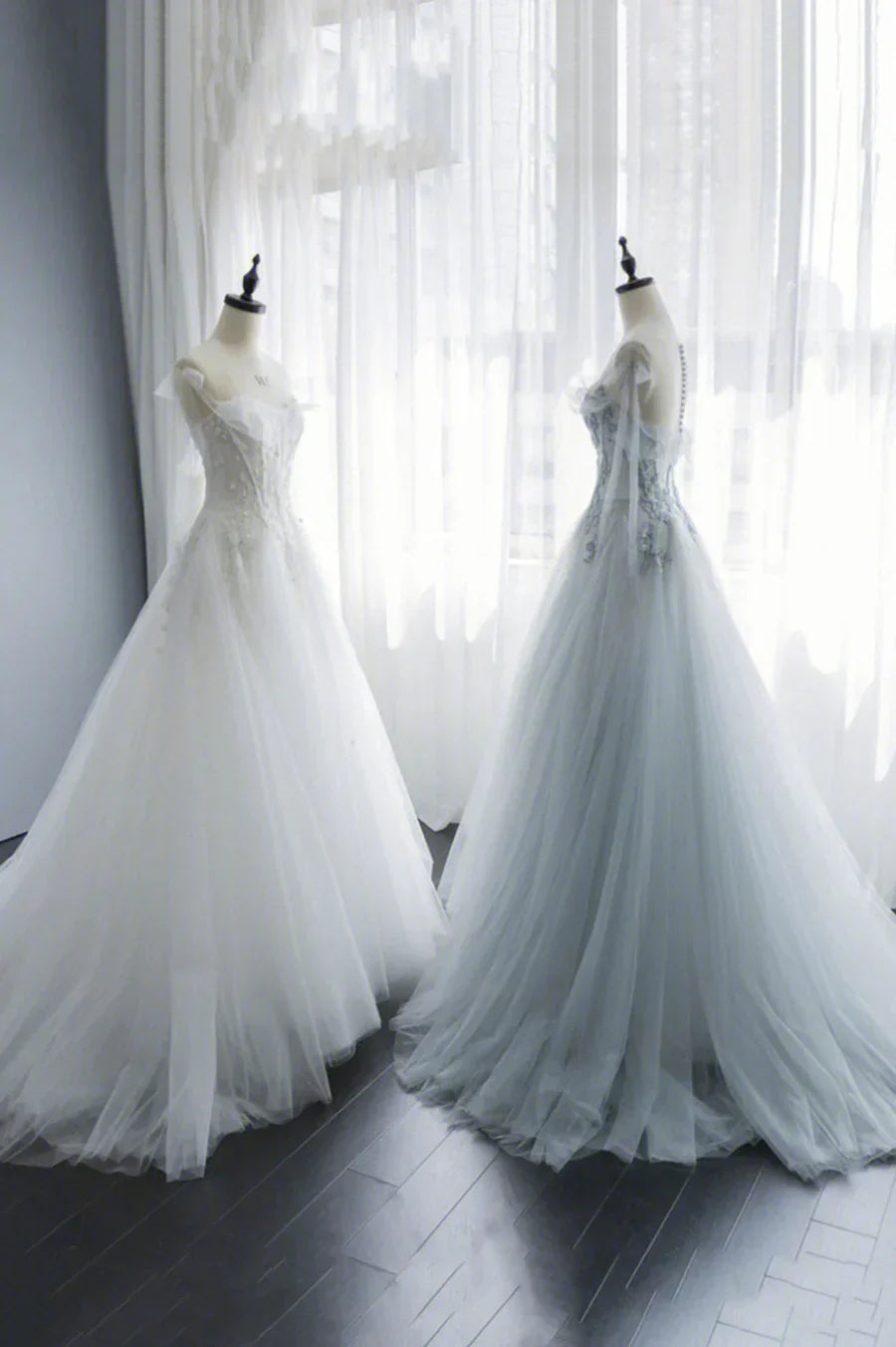 A-Line Tulle Lace Long Prom Dresses, Evening Party Dresses HZ1024