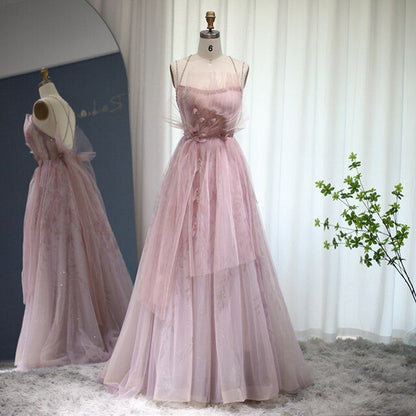 Spaghetti Straps Backless Formal Prom Dresses for Wedding Party HZ1024