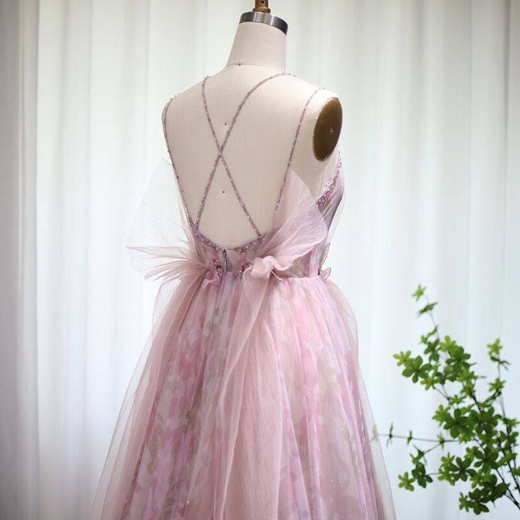 Spaghetti Straps Backless Formal Prom Dresses for Wedding Party HZ1024