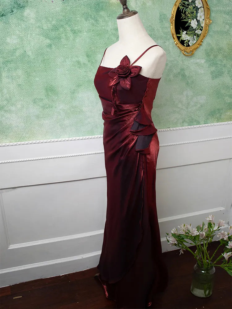 Purple Vintage Floral Embellished Sheath Gown Evening Dress HZ1024