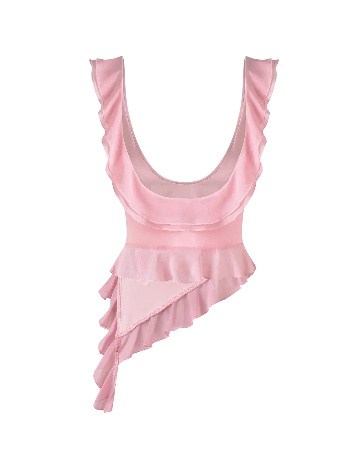 Sexy Pink Two Piece Low Cut Chiffon Ruffle Party Dress Homecoming Dress HZ1024