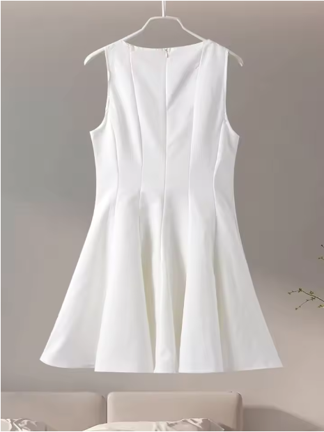 Chic White A-Line Round-neck Party Dress Homecoming Dress Cocktail Dress HZ1024
