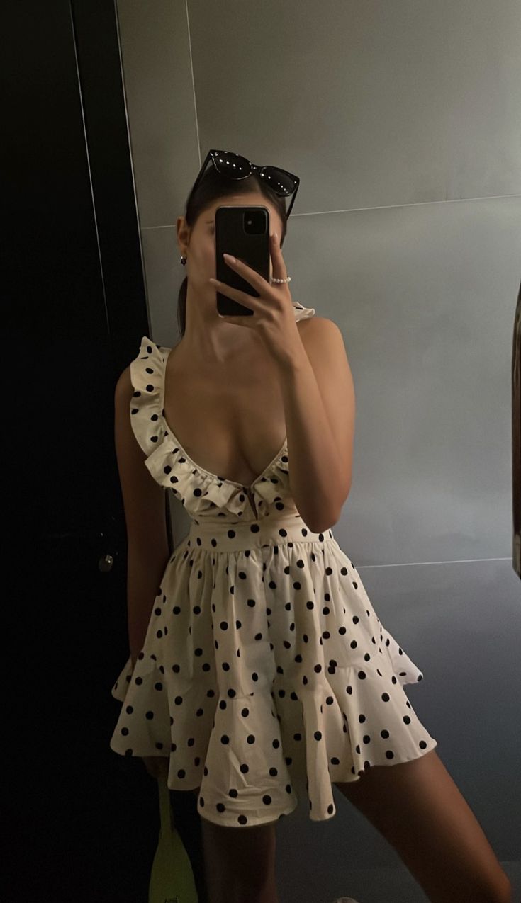 Sexy Black Polka Dot Low Cut Backless Mini Party Dress Prom Dress HZ1024