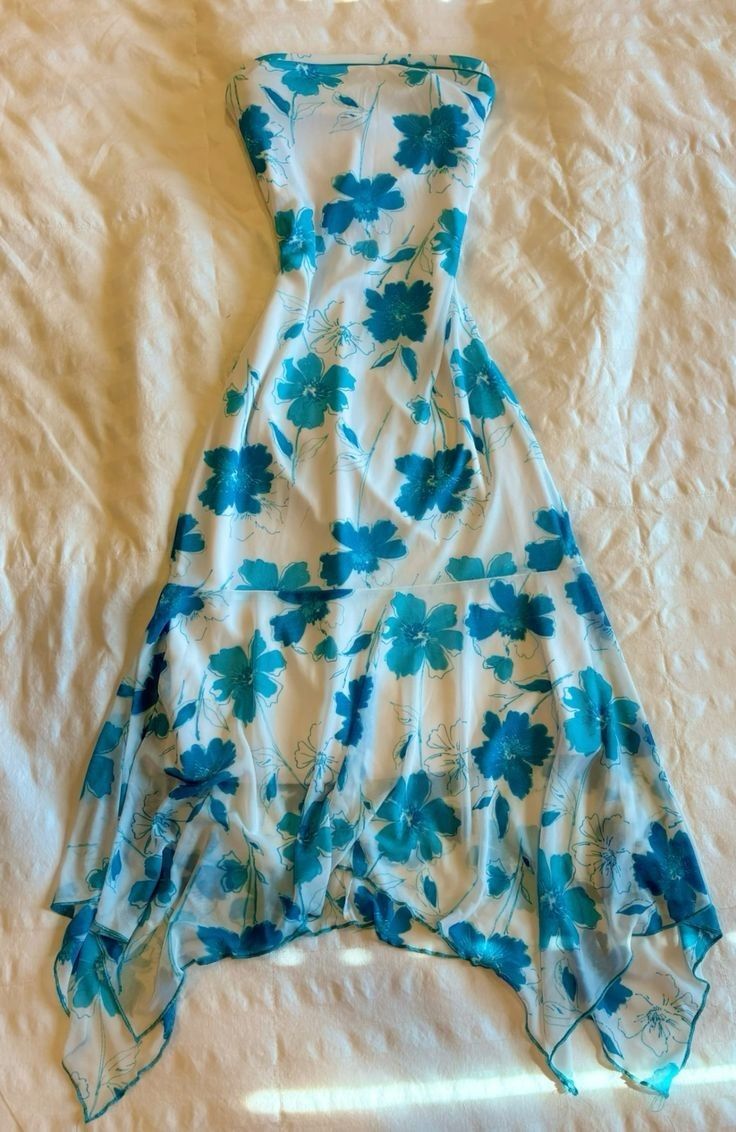Gorgeous Blue Printed Strapless Sleeveless Chiffon Short Prom Gown Party Dress HZ1024