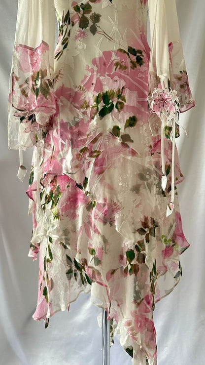 Sexy Pink A-line Printed Strap Chiffon Short Prom Gown Party Dress HZ1024