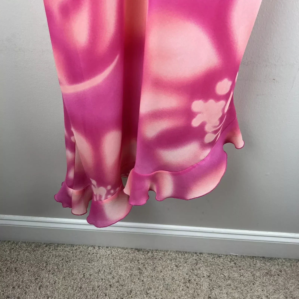 Vintage Pink Floral Ruffle Strap Short Ball Gown Evening Dress HZ1024