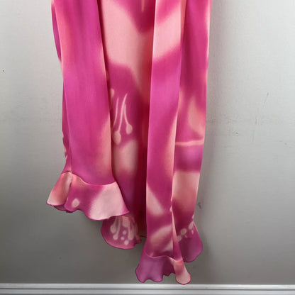 Vintage Pink Floral Ruffle Strap Short Ball Gown Evening Dress HZ1024