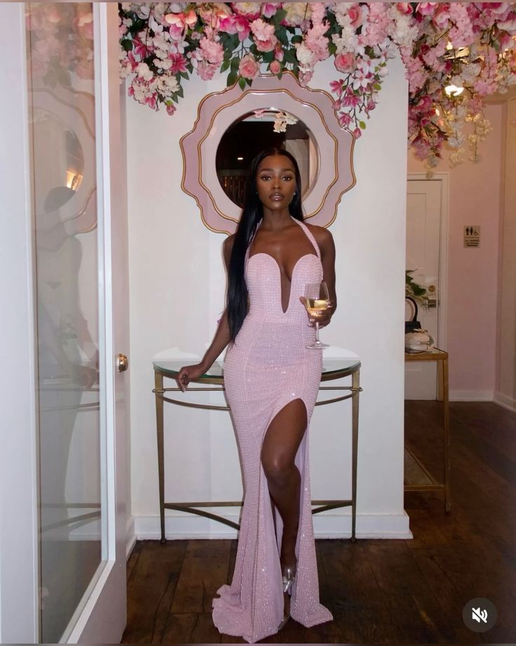 Sexy Pink Off Shoulder Sleeveless Slit Long Party Dress Prom Dress HZ1024