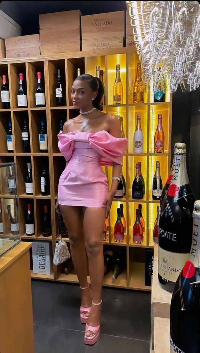 Sweet Pink Satin Bow Off-the-shoulder Bodycon Mini Birthday Party Dress Homecoming Dress HZ1024