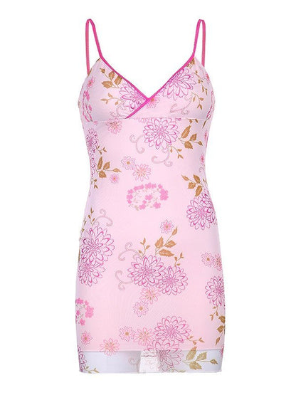 Sexy V-neck halter pink printed tight short party dress homecoming dress HZ1024