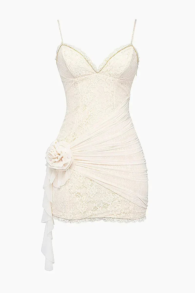 Sexy Lace Suspender Ivory V-Neck Bodycon Short Prom Dress Party Dress HZ1024