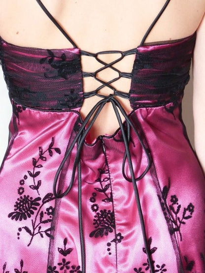 Vintage Spaghetti Strap Pink Lace Short Party Dress Homecoming Dress HZ1024