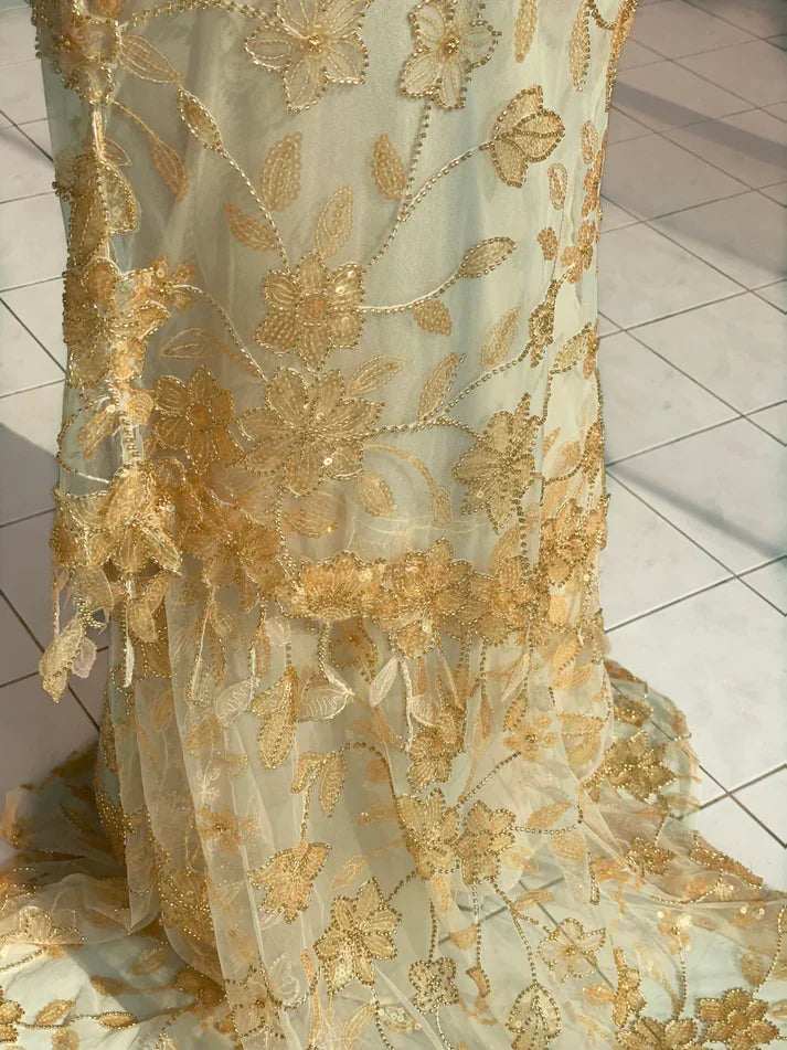 Gorgeous Spaghetti Strap Sleeveless Sequin Beaded Floor-Mounting Mermaid Long Prom Dress Evening Dress HZ1024
