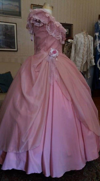 Vintage French Palace Lace A-line Long Prom Dress Evening Dress HZ1024