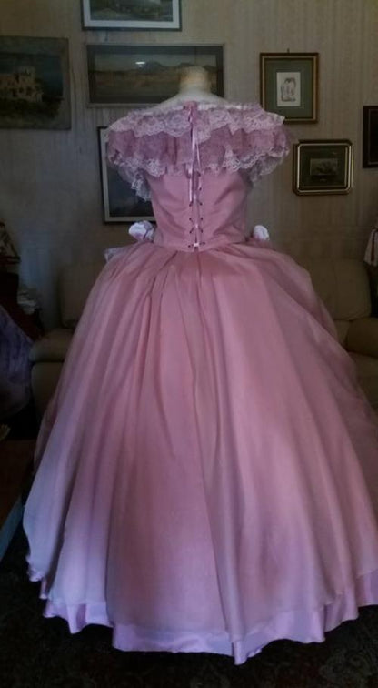 Vintage French Palace Lace A-line Long Prom Dress Evening Dress HZ1024