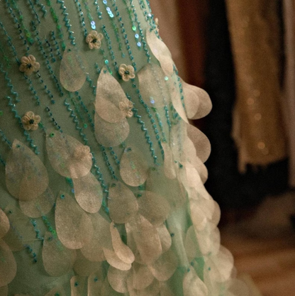 Beautiful Spaghetti Strap V Neck Beaded Backless Mermaid Floor Length Prom Dress Evening Dress HZ1024