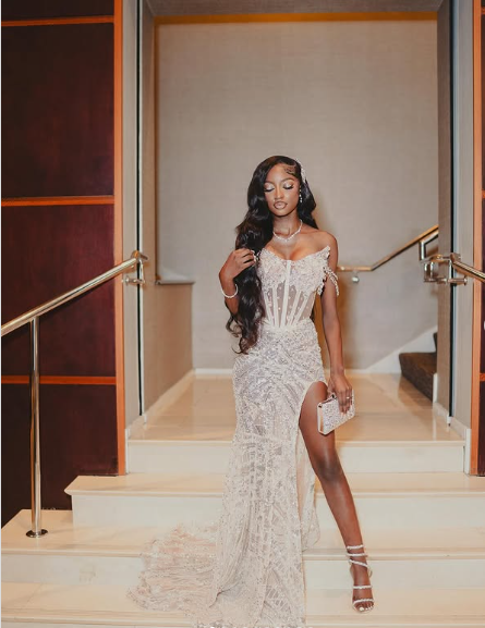 Sexy White Off Shoulder High Slit Sequined Trailing Prom Dress Evening Dress HZ1024