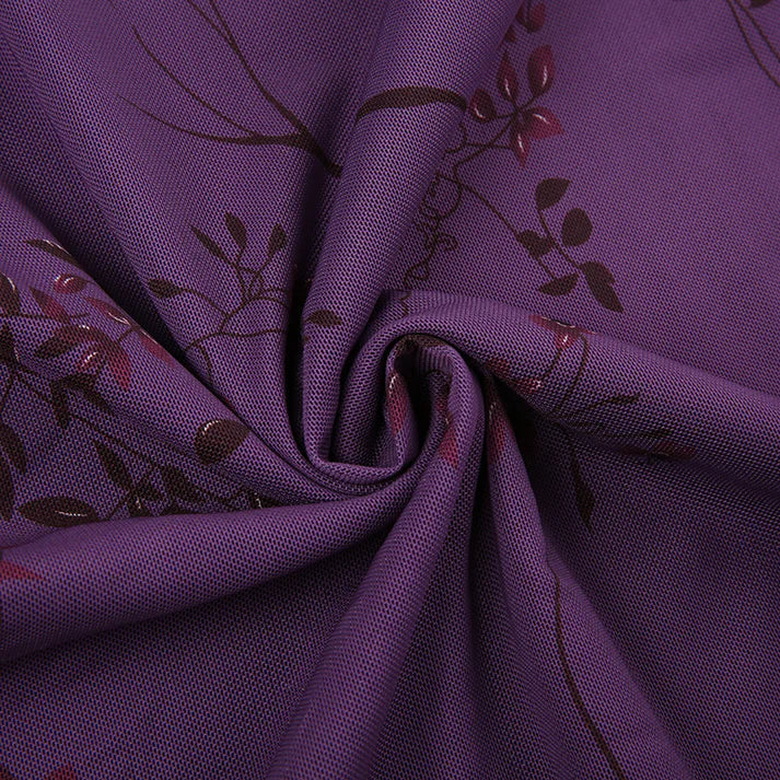 Vintage Purple Printed Strapless Ruffled Mesh Prom Dress Evening Dress HZ1024