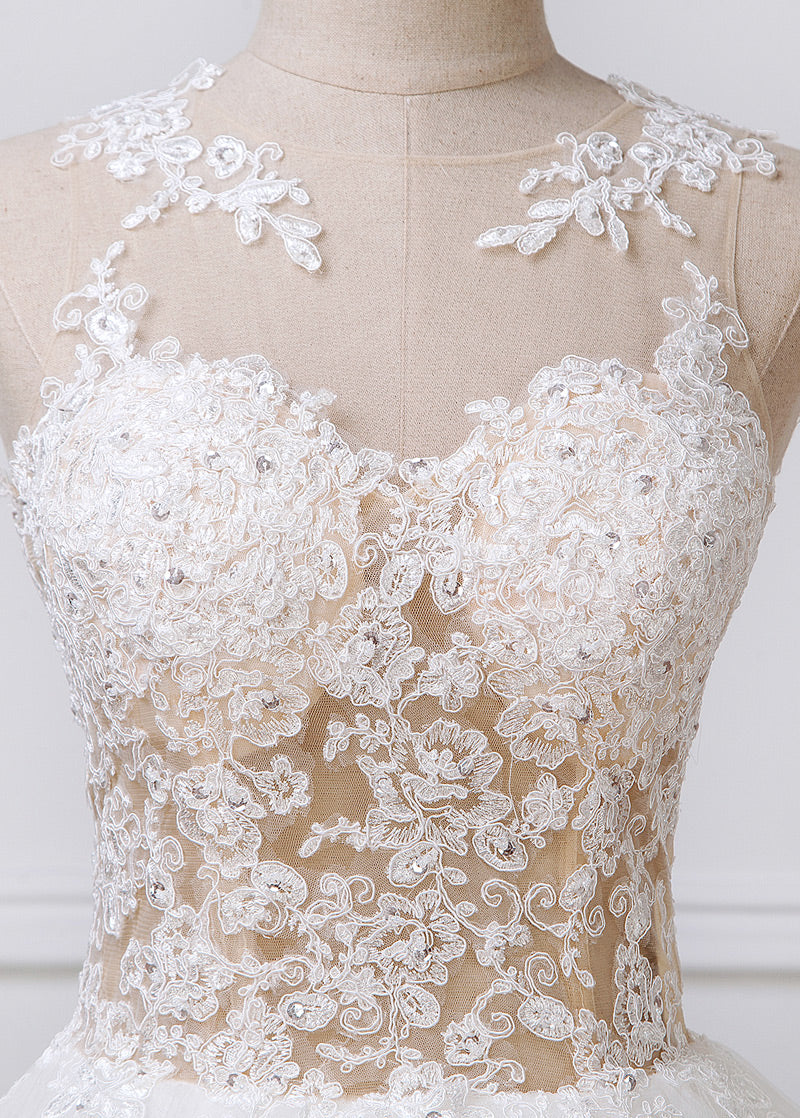 A-line/Princess  Tulle  Appliques Lace Wedding Dresses