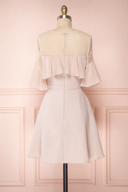 Chiffon 3/4 Sleeves Appliques Lace Bridesmaids Dresses