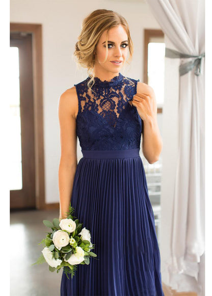 Lace Scoop Neck Sleeveless Bridesmaids Dresses