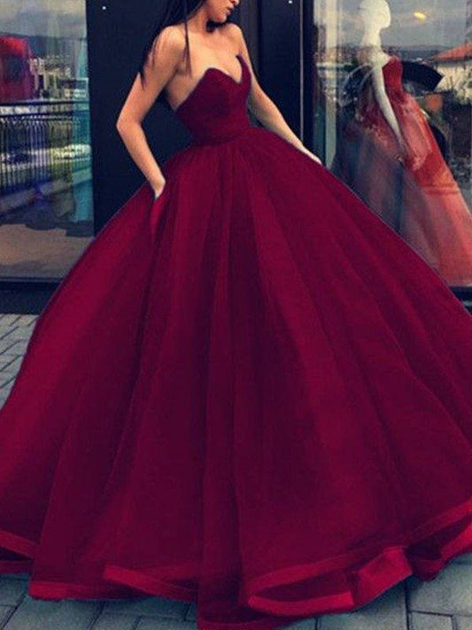Ball Gown Sleeveless Sweetheart Organza Floor-Length Dresses - RongMoon